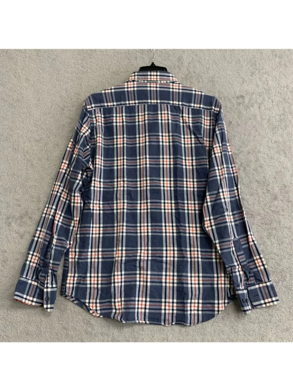 Banana Republic Men's Medium Slim Fit Plaid Button-Down Shirt Blue/Red P0063